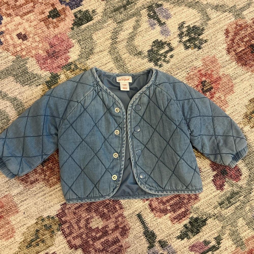 Denim Quilted Baby Girl Jacket